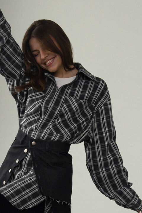 Dark gray checked shirt