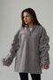 Light grey fleece hoodie with puffy sleeve
