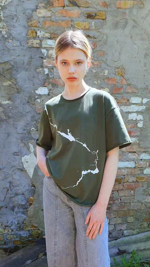 Зелена футболка "Дніпро" (з назвами міст)