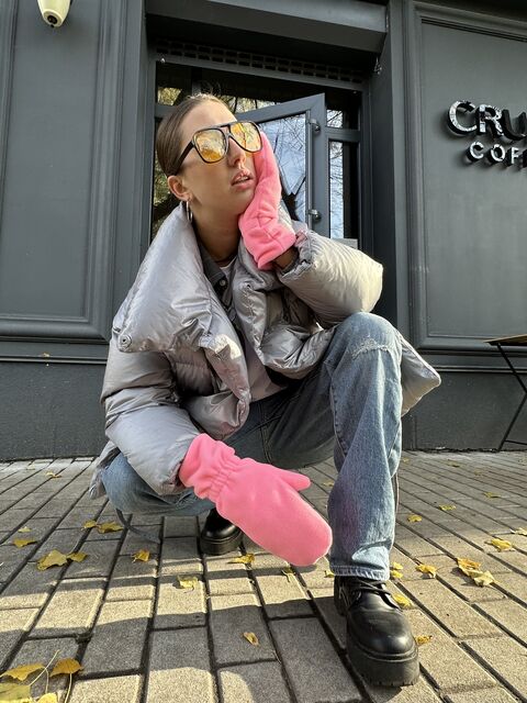 Fleece gloves Pink neon