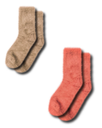 Art Fur Socks Set "Beige/ Salmon"