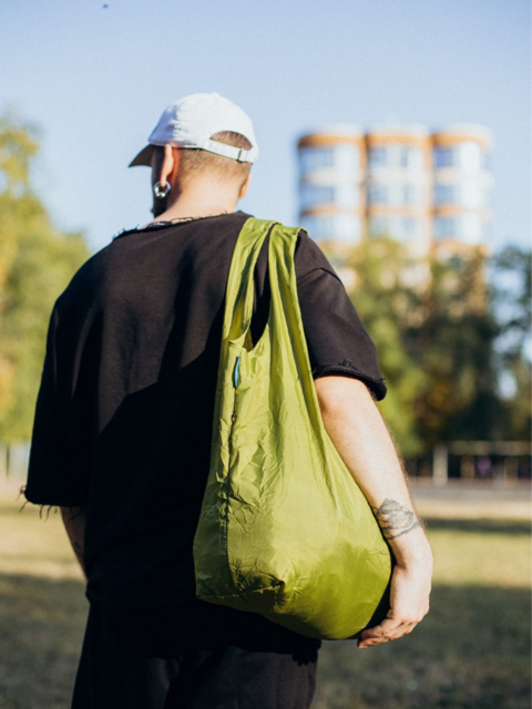 Shopper made of recycled plastic bottles oliva