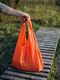 Orange shopper made of recycled plastic bottles