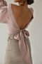 Рожева лляна блуза із відкритою спиною