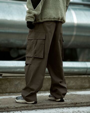 Oversized cargo pants for men Charge khaki