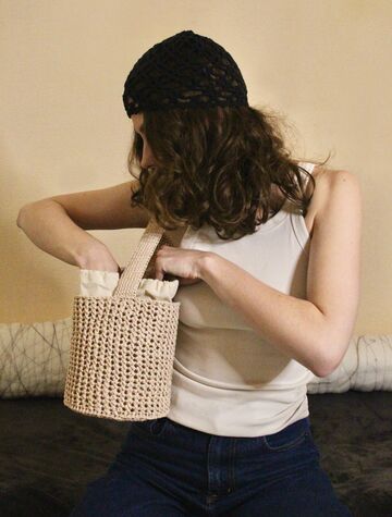 Straw bucket bag