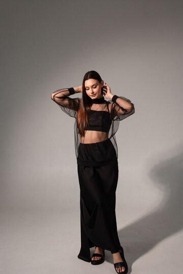Black silk skirt