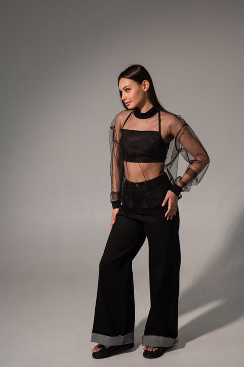 Black mesh blouse