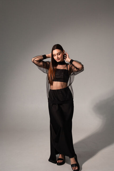 Black mesh blouse