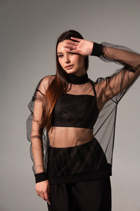 Black mesh blouse