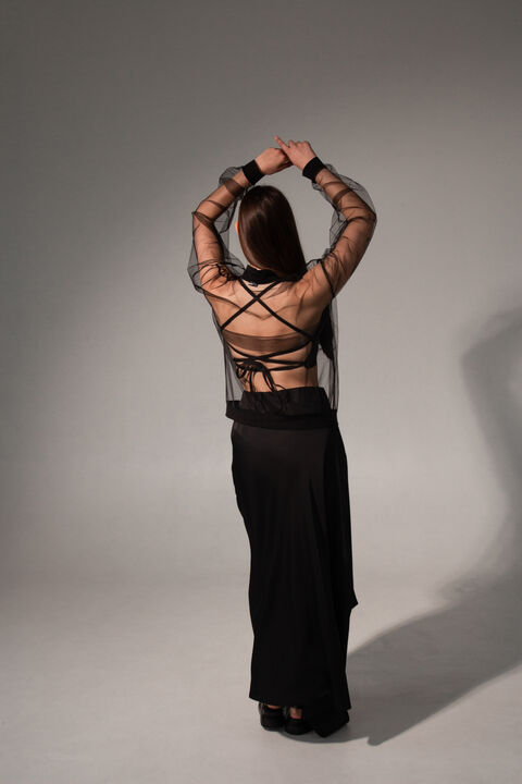 Black mesh blouse