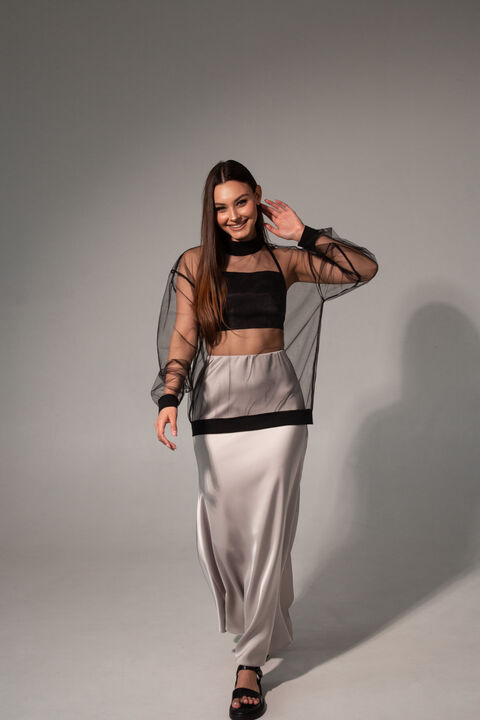 Black mesh blouse