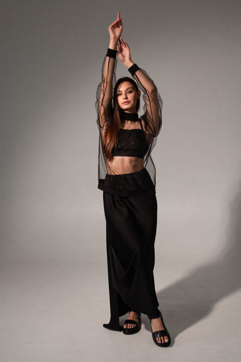 Black mesh blouse