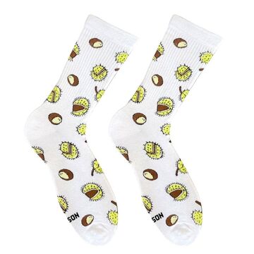 Chestnut socks are white