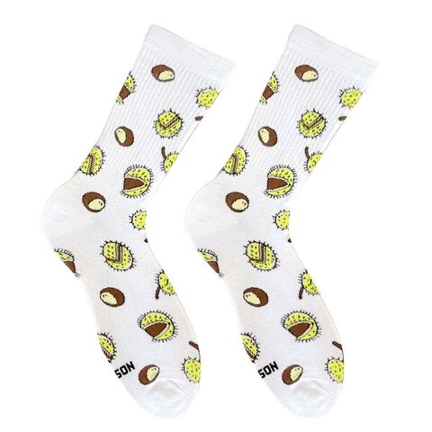 Chestnut socks are white