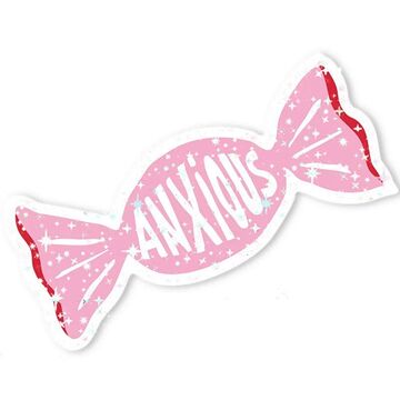 Anxious sticker with glitter