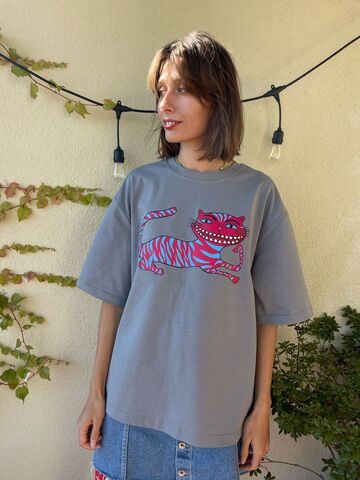 Футболка Рожевий кіт сіра