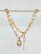 Asymmetric pearl pendant chain in gold