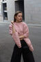 Short pink sweatshirt made of three-thread fleece