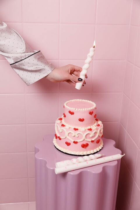 Set of candles Love is love Pink hearts