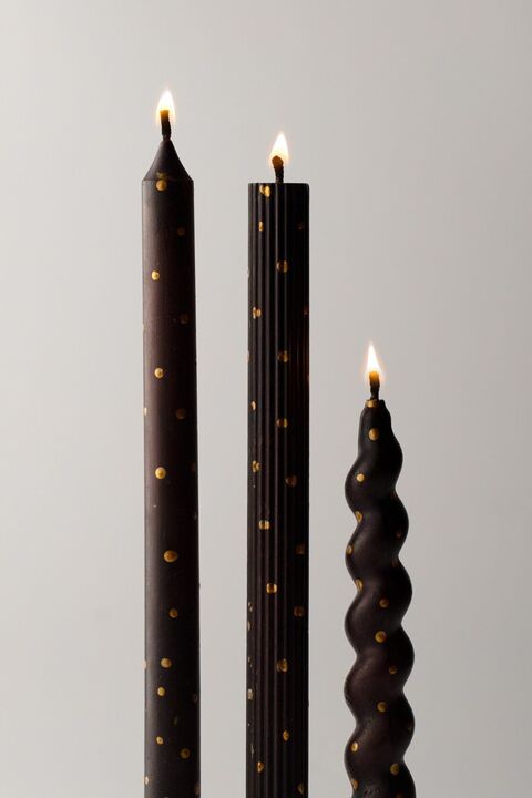 Набір свічок Gold Dot Taper Candles Black