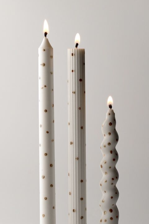 Набір свічок Gold Dot Taper Candles White