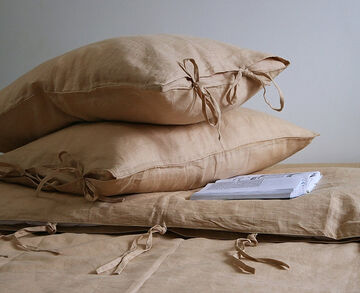 Solid linen set in "Coffee with Milk"