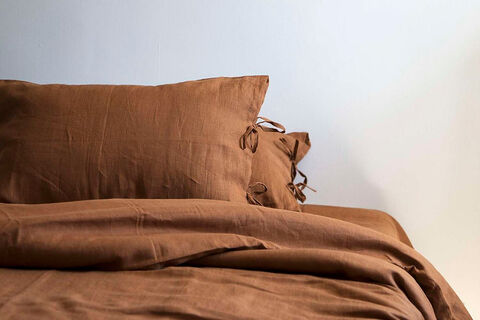 Solid linen set in 'Cinnamon'