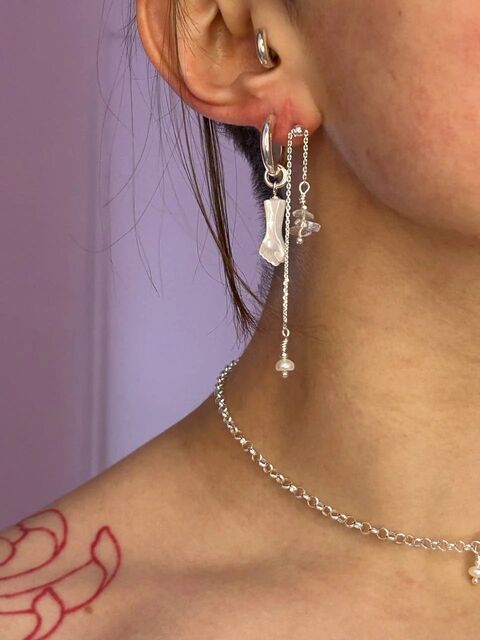 Пусети на регуляторі з перлиною Крапля та кришталем