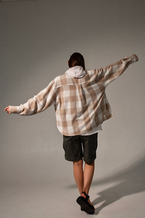 Flannel shirt in beige plaid