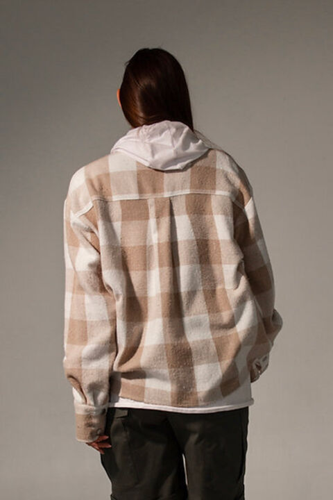 Flannel shirt in beige plaid