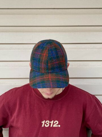 Dark blue checkered cap