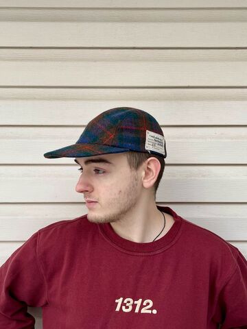 Dark blue checkered cap