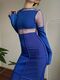 Blue dress with mesh inserts