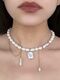 Asymmetrical elegant natural pearl necklace
