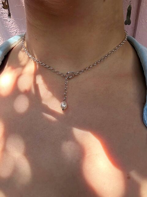 Чокер "Шопард" на карабіні з перлиною