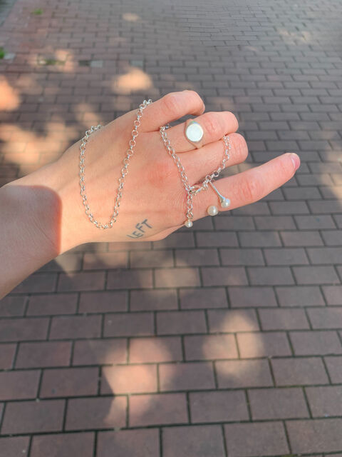 Чокер "Шопард" на карабіні з перлиною