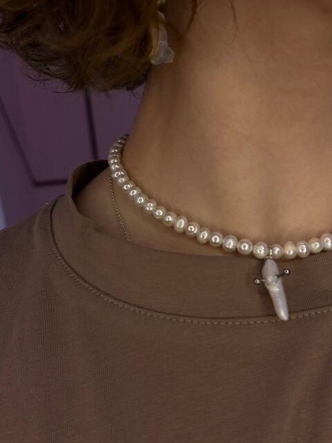 Necklace "Pierced pearls"
