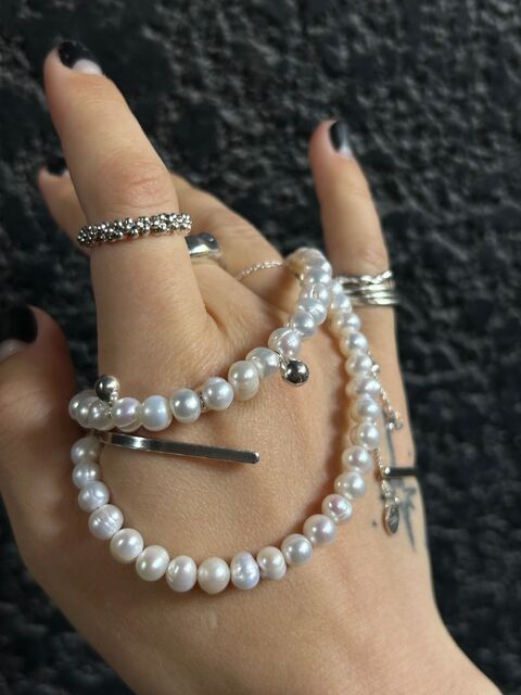 Necklace "Pierced pearls"