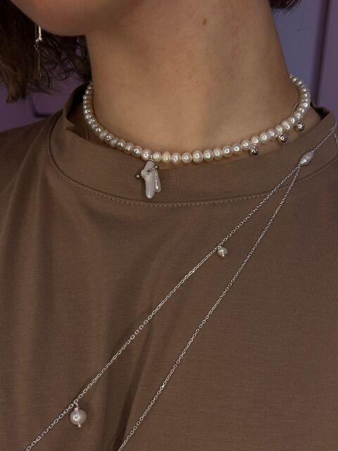 Necklace "Pierced pearls"