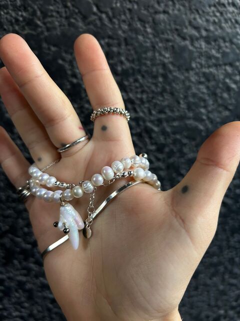 Necklace "Pierced pearls"