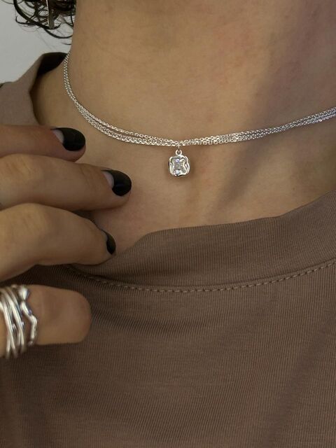 Потрійне кольє з підвісом "Zircon"