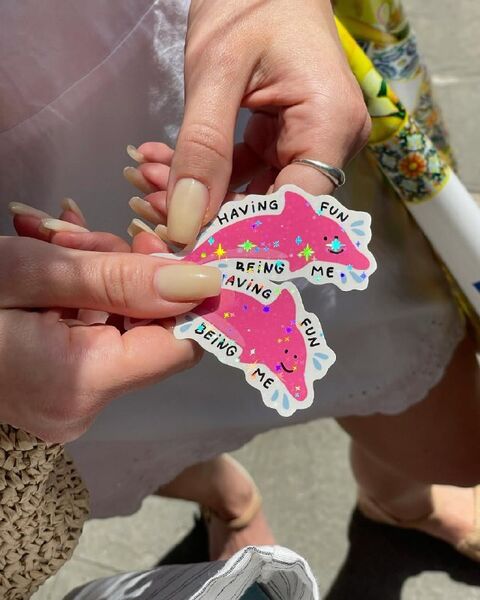 Dolphin sticker with sparkles