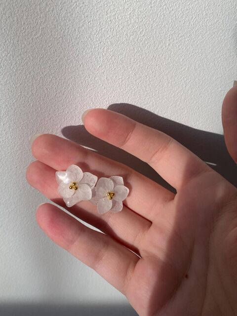 Сережки Hydrangea real flower in epoxy resin