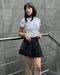 White stretch cotton jersey top "Basic"
