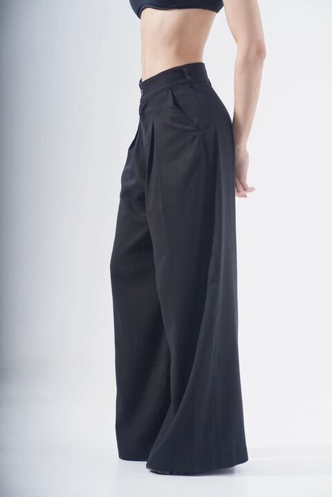 Широкі брюки з льону та вишивкою "Кадзукі"