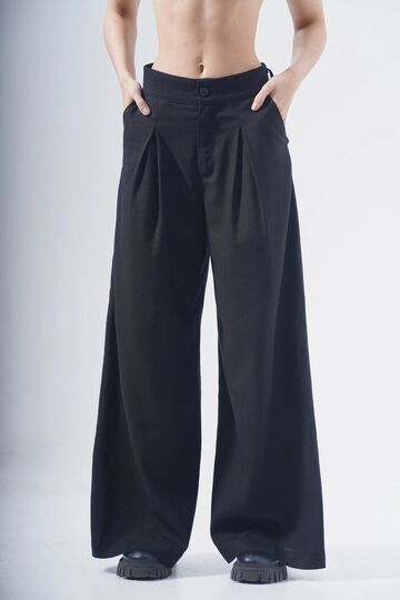 Wide linen trousers with embroidery "Kazuki"