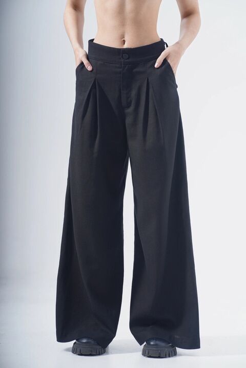 Широкі брюки з льону та вишивкою "Кадзукі"