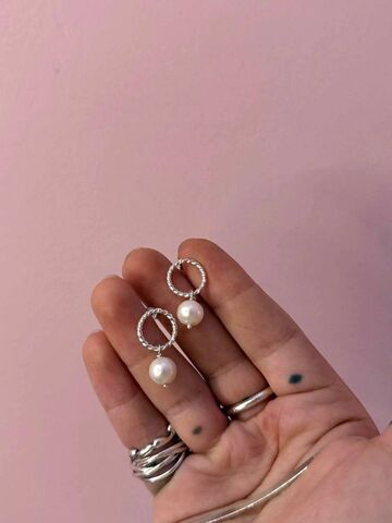 Сережки «Косичка» з перлинами