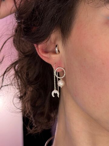 Сережки «Косичка» з перлинами